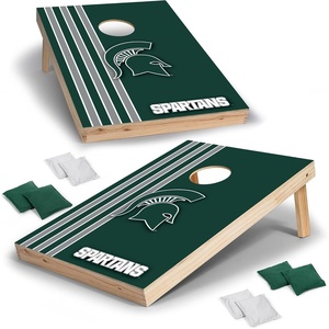 image:image2 x 3 Solid Wood Cornhole Set with Direct Print HD Team Graphics  Great Gift for Any NCAA Fan Bean Bag Toss Family Outdoor GamesMichigan State Spartans