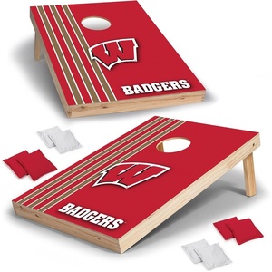 image:image2 x 3 Solid Wood Cornhole Set with Direct Print HD Team Graphics  Great Gift for Any NCAA Fan Bean Bag Toss Family Outdoor GamesWisconsin Badgers