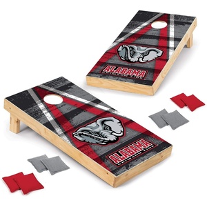 image:imageNCAA College 2 x 4 Wood Direct Print Tournament Cornhole Set by Wild Sports 8 Bean Bags Vintage Triange Design  Tailgate Outdoor BackyardAlabama Crimson Tide