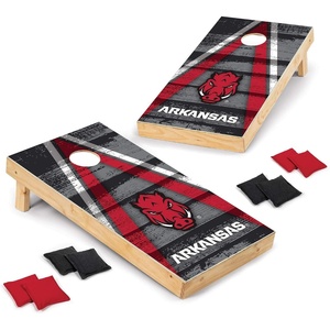 image:imageNCAA College 2 x 4 Wood Direct Print Tournament Cornhole Set by Wild Sports 8 Bean Bags Vintage Triange Design  Tailgate Outdoor BackyardArkansas Razorbacks
