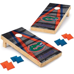 image:imageNCAA College 2 x 4 Wood Direct Print Tournament Cornhole Set by Wild Sports 8 Bean Bags Vintage Triange Design  Tailgate Outdoor BackyardFlorida Gators