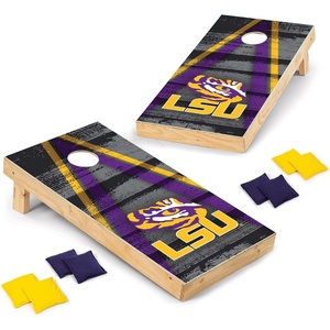 image:imageNCAA College 2 x 4 Wood Direct Print Tournament Cornhole Set by Wild Sports 8 Bean Bags Vintage Triange Design  Tailgate Outdoor BackyardLSU Tigers