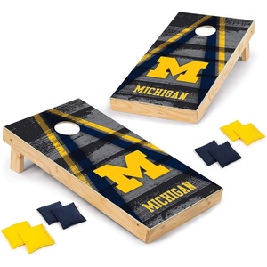 image:imageNCAA College 2 x 4 Wood Direct Print Tournament Cornhole Set by Wild Sports 8 Bean Bags Vintage Triange Design  Tailgate Outdoor BackyardMichigan Wolverines