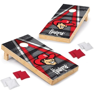 image:imageNCAA College 2 x 4 Wood Direct Print Tournament Cornhole Set by Wild Sports 8 Bean Bags Vintage Triange Design  Tailgate Outdoor BackyardNebraska Cornhuskers