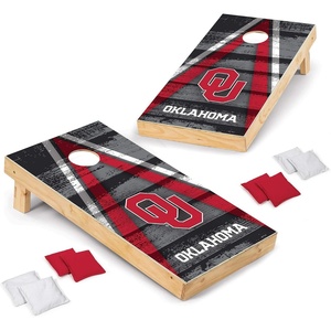 image:imageNCAA College 2 x 4 Wood Direct Print Tournament Cornhole Set by Wild Sports 8 Bean Bags Vintage Triange Design  Tailgate Outdoor BackyardOklahoma Sooners