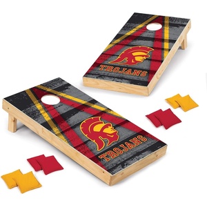 image:imageNCAA College 2 x 4 Wood Direct Print Tournament Cornhole Set by Wild Sports 8 Bean Bags Vintage Triange Design  Tailgate Outdoor BackyardUSC Trojans