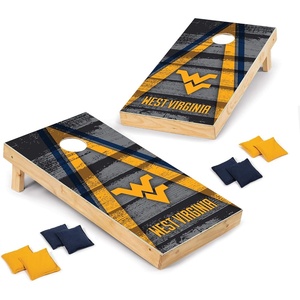 image:imageNCAA College 2 x 4 Wood Direct Print Tournament Cornhole Set by Wild Sports 8 Bean Bags Vintage Triange Design  Tailgate Outdoor BackyardWest Virginia Mountaineers