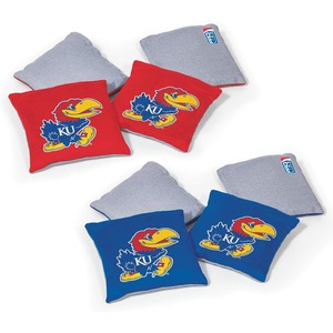 image:imageNCAA College Dual Sided Bean Bags by Wild Sports 8 Count Premium Toss Bags for Cornhole Set  Great for Tailgates Outdoors BackyardKansas Jayhawks