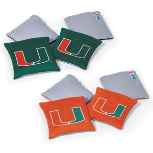 image:imageNCAA College Dual Sided Bean Bags by Wild Sports 8 Count Premium Toss Bags for Cornhole Set  Great for Tailgates Outdoors BackyardMiami Hurricanes