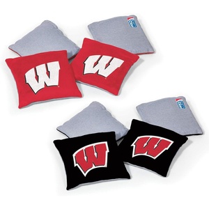 image:imageNCAA College Dual Sided Bean Bags by Wild Sports 8 Count Premium Toss Bags for Cornhole Set  Great for Tailgates Outdoors BackyardWisconsin Badgers