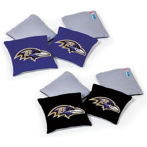 image:imageNFL Pro Football Dual Sided Bean Bags by Wild Sports 8 Count Premium Toss Bags for Cornhole Set  Great for Tailgates Outdoors BackyardBaltimore Ravens