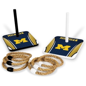 image:imageWild Sports Solid Wood College Quoits Set with Direct Print HD Team Graphics  Tailgate Ring Toss Game  Great Gift for Any NCAA Fan Ring Toss Outdoor Games for The BeachMichigan Wolverines