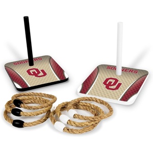 image:imageWild Sports Solid Wood College Quoits Set with Direct Print HD Team Graphics  Tailgate Ring Toss Game  Great Gift for Any NCAA Fan Ring Toss Outdoor Games for The BeachOklahoma Sooners