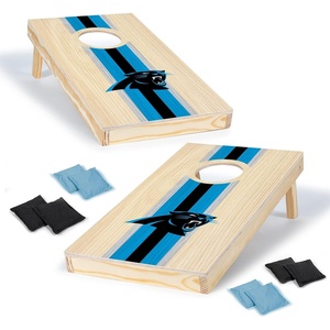 image:imageNFL Football Portable Size 1 x 2 Solid Wood Cornhole Set with Direct Print HD Team Graphics  Travel SizeCarolina Panthers