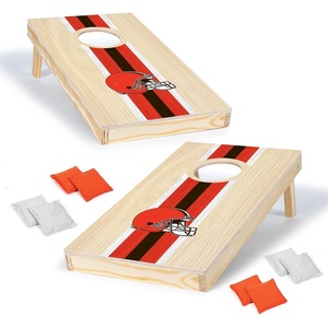 image:imageNFL Football Portable Size 1 x 2 Solid Wood Cornhole Set with Direct Print HD Team Graphics  Travel SizeCleveland Browns