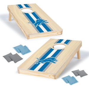 image:imageNFL Football Portable Size 1 x 2 Solid Wood Cornhole Set with Direct Print HD Team Graphics  Travel SizeDetroit Lions