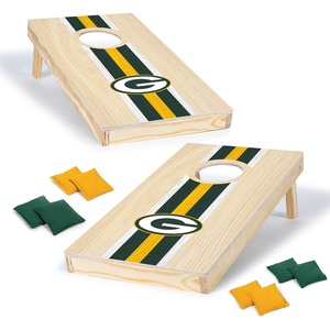 image:imageNFL Football Portable Size 1 x 2 Solid Wood Cornhole Set with Direct Print HD Team Graphics  Travel SizeGreen Bay Packers