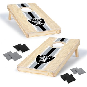image:imageNFL Football Portable Size 1 x 2 Solid Wood Cornhole Set with Direct Print HD Team Graphics  Travel SizeLas Vegas Raiders