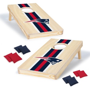 image:imageNFL Football Portable Size 1 x 2 Solid Wood Cornhole Set with Direct Print HD Team Graphics  Travel SizeNew England Patriots