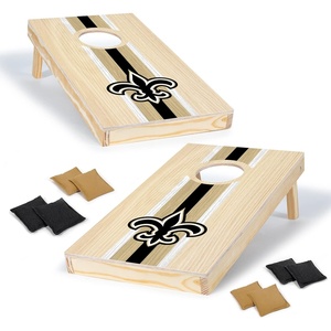 image:imageNFL Football Portable Size 1 x 2 Solid Wood Cornhole Set with Direct Print HD Team Graphics  Travel SizeNew Orleans Saints