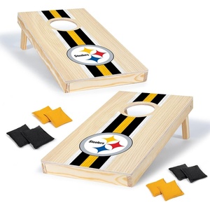image:imageNFL Football Portable Size 1 x 2 Solid Wood Cornhole Set with Direct Print HD Team Graphics  Travel SizePittsburgh Steelers
