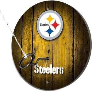 image:imageSolid Wood NFL Hook amp Ring Toss Set with Direct Print HD Team Graphics  Easy Hang Hook and Ring Toss Target  Great Gift for Any Football Fan Ring Toss Family Game for a Game RoomPittsburgh Steelers