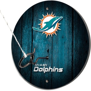 image:imageSolid Wood NFL Hook amp Ring Toss Set with Direct Print HD Team Graphics  Easy Hang Hook and Ring Toss Target  Great Gift for Any Football Fan Ring Toss Family Game for a Game RoomMiami Dolphins