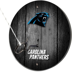 image:imageSolid Wood NFL Hook amp Ring Toss Set with Direct Print HD Team Graphics  Easy Hang Hook and Ring Toss Target  Great Gift for Any Football Fan Ring Toss Family Game for a Game RoomCarolina Panthers