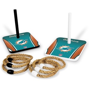image:imageSolid Wood NFL Quoits Set with Direct Print HD Team Graphics  Tailgate Ring Toss Game  Great Gift for Any Football Fan Ring Toss Family Outdoor Games for The BeachMiami Dolphins