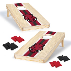 image:imageWild Sports College Portable Size 1 x 2 Solid Wood Cornhole Set with Direct Print HD Team Graphics  Travel SizeArkansas Razorbacks