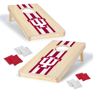 image:imageWild Sports College Portable Size 1 x 2 Solid Wood Cornhole Set with Direct Print HD Team Graphics  Travel SizeIndiana Hoosiers