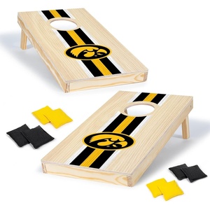 image:imageWild Sports College Portable Size 1 x 2 Solid Wood Cornhole Set with Direct Print HD Team Graphics  Travel SizeIowa Hawkeyes