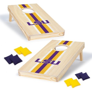 image:imageWild Sports College Portable Size 1 x 2 Solid Wood Cornhole Set with Direct Print HD Team Graphics  Travel SizeLSU Tigers