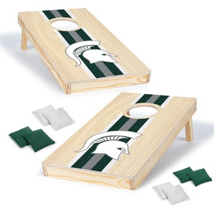 image:imageWild Sports College Portable Size 1 x 2 Solid Wood Cornhole Set with Direct Print HD Team Graphics  Travel SizeMichigan State Spartans