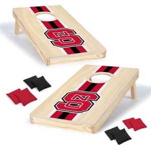 image:imageWild Sports College Portable Size 1 x 2 Solid Wood Cornhole Set with Direct Print HD Team Graphics  Travel SizeNorth Carolina State Wolfpack