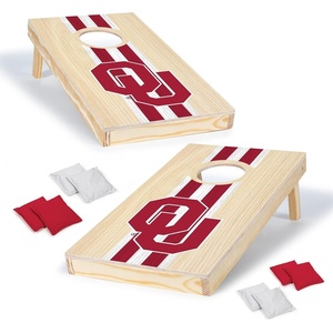 image:imageWild Sports College Portable Size 1 x 2 Solid Wood Cornhole Set with Direct Print HD Team Graphics  Travel SizeOklahoma Sooners