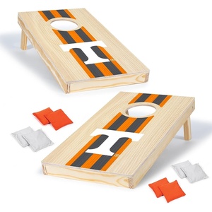 image:imageWild Sports College Portable Size 1 x 2 Solid Wood Cornhole Set with Direct Print HD Team Graphics  Travel SizeTennessee Volunteers