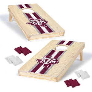 image:imageWild Sports College Portable Size 1 x 2 Solid Wood Cornhole Set with Direct Print HD Team Graphics  Travel SizeTexas AM Aggies