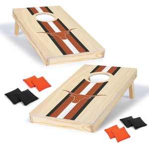 image:imageWild Sports College Portable Size 1 x 2 Solid Wood Cornhole Set with Direct Print HD Team Graphics  Travel SizeTexas Longhorns