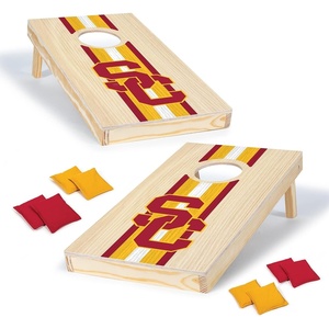 image:imageWild Sports College Portable Size 1 x 2 Solid Wood Cornhole Set with Direct Print HD Team Graphics  Travel SizeUSC Trojans