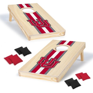 image:imageWild Sports College Portable Size 1 x 2 Solid Wood Cornhole Set with Direct Print HD Team Graphics  Travel SizeUtah Utes