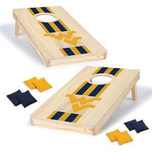 image:imageWild Sports College Portable Size 1 x 2 Solid Wood Cornhole Set with Direct Print HD Team Graphics  Travel SizeWest Virginia Mountaineers