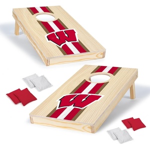image:imageWild Sports College Portable Size 1 x 2 Solid Wood Cornhole Set with Direct Print HD Team Graphics  Travel SizeWisconsin Badgers