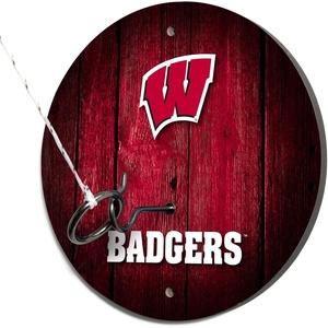 image:imageWild Sports Solid Wood College Hook amp Ring Toss Set with Direct Print HD Team Graphics  Easy Hang Hook and Ring Toss Target  Great Gift for Any NCAA FanWisconsin Badgers
