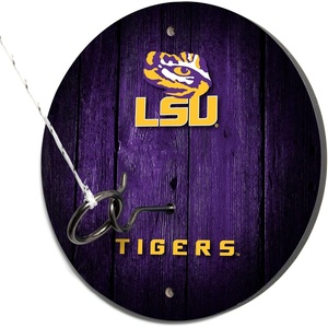 image:imageWild Sports Solid Wood College Hook amp Ring Toss Set with Direct Print HD Team Graphics  Easy Hang Hook and Ring Toss Target  Great Gift for Any NCAA FanLSU Tigers